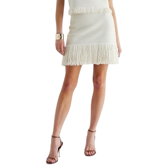 Express Dresses & Skirts - Express Women’s Fringe Skirt Size XL New Without Tags Ivory Stretch Statement